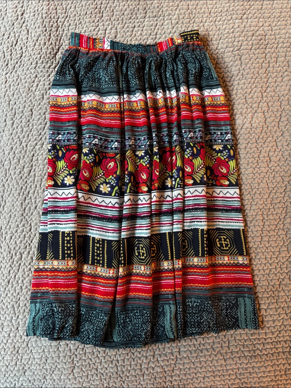 Minkpink Bohemian Floral Stripe Maxi Skirt with pockets and back zipper